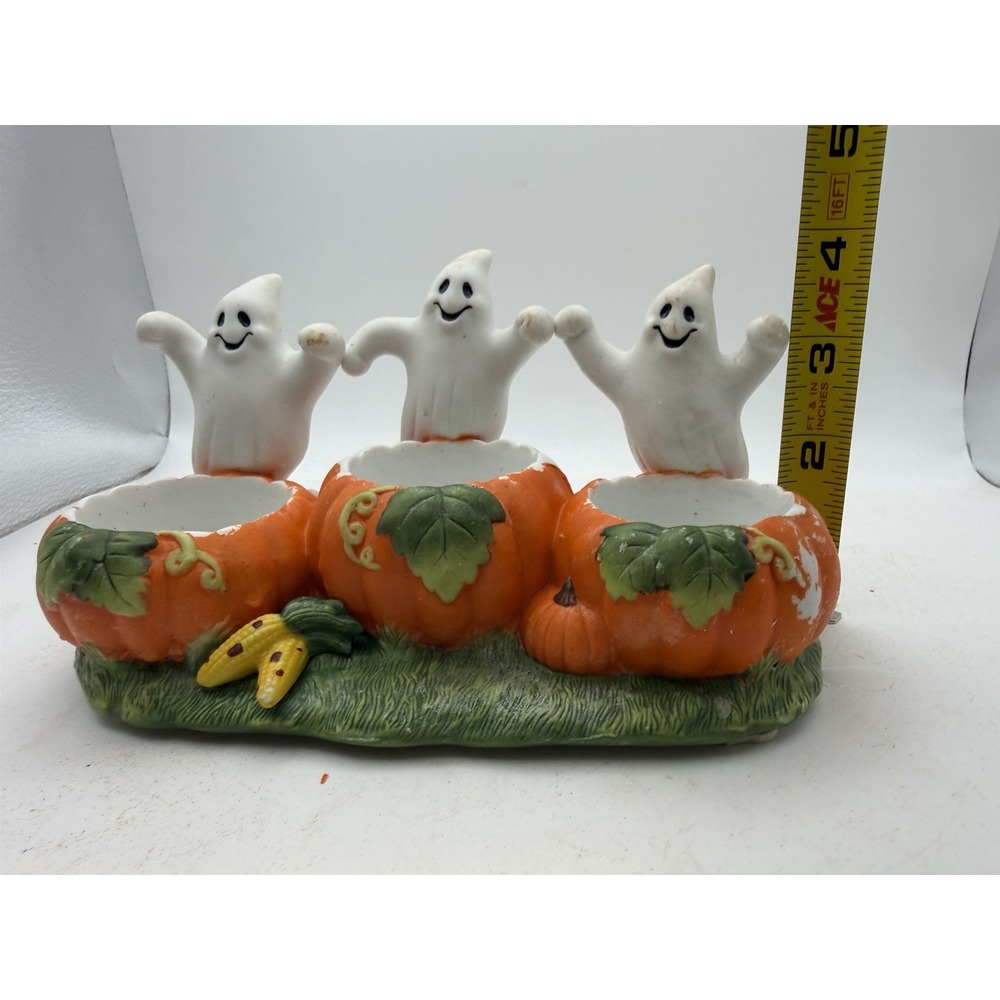 PartyLite Halloween Ghost Pumpkin Trio Tealight Candle Holder Fall Decor - Picture 10 of 10